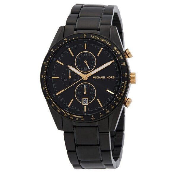 NWT Authentic Michael Kors Warren Chronograph Quartz Black Dial Men's Watch - Picture 1 of 3